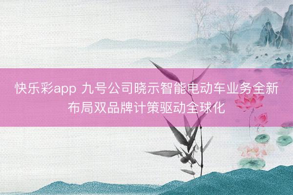 快乐彩app 九号公司晓示智能电动车业务全新布局双品牌计策驱动全球化