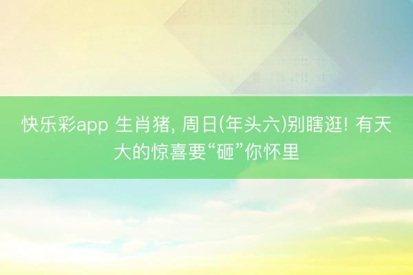 快乐彩app 生肖猪, 周日(年头六)别瞎逛! 有天大的惊喜要“砸”你怀里